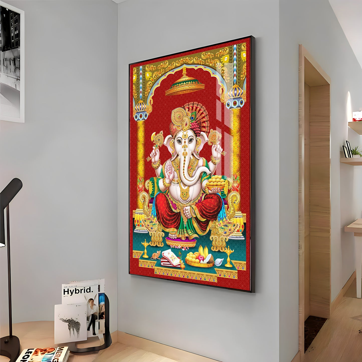 Majestic Lord Ganesha Premium Acrylic Vertical Wall Art