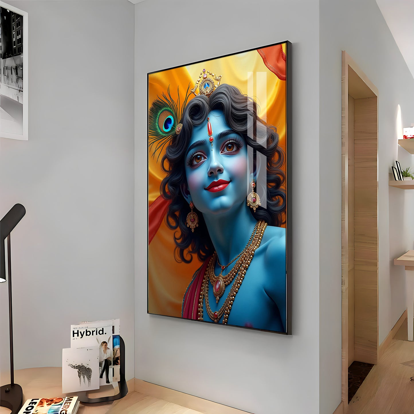 Krishna in Blue and Yellow Premium Acrylic Wall Art