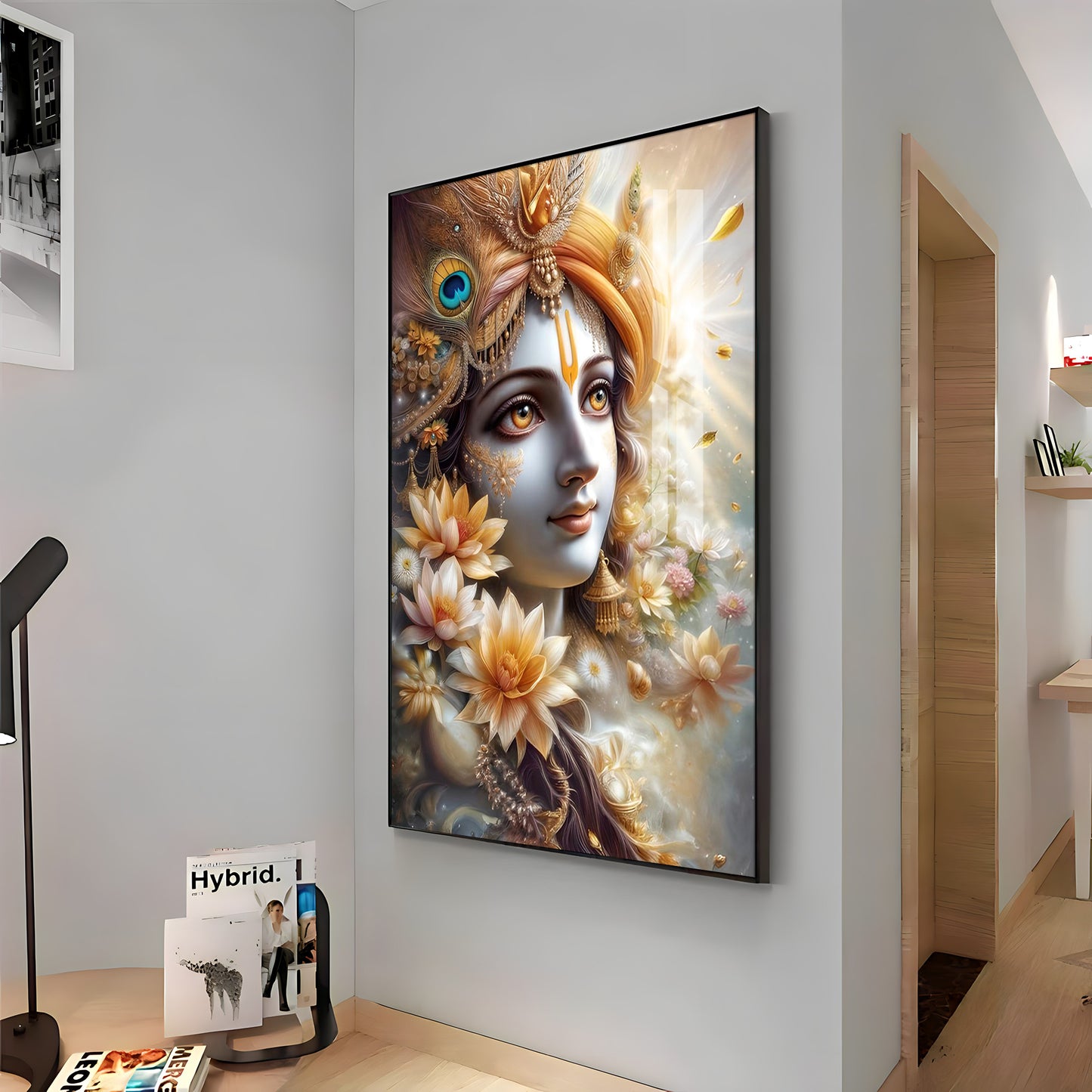 Krishna Bhakti Premium Acrylic Vertical Wall Art