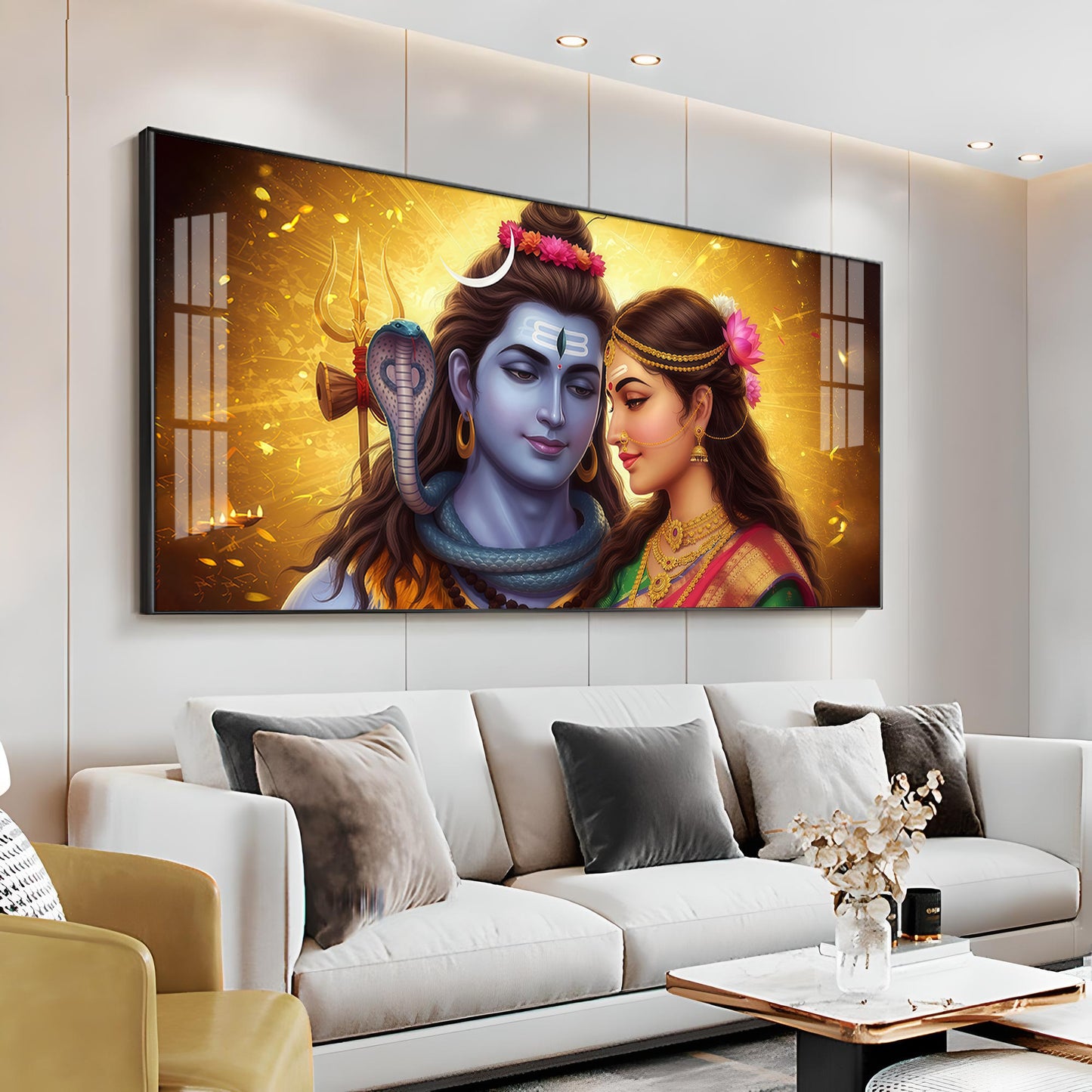 Divine Shiv Paravati Premium Acrylic Horizontal Wall Art