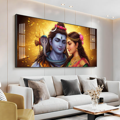 Divine Shiv Paravati Premium Acrylic Horizontal Wall Art