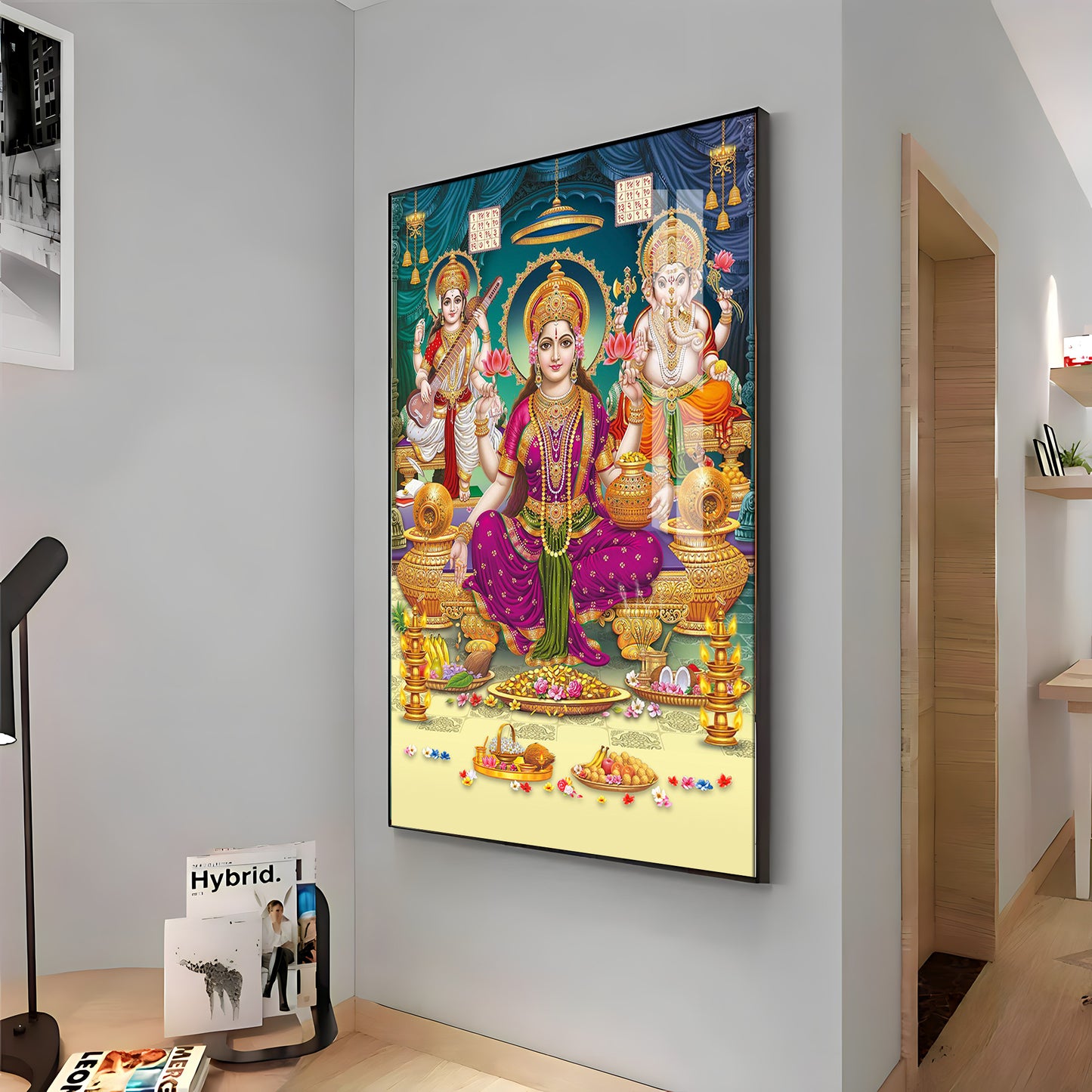 Spiritual Laxmi Ji Divinity Premium Acrylic Vertical Wall Art