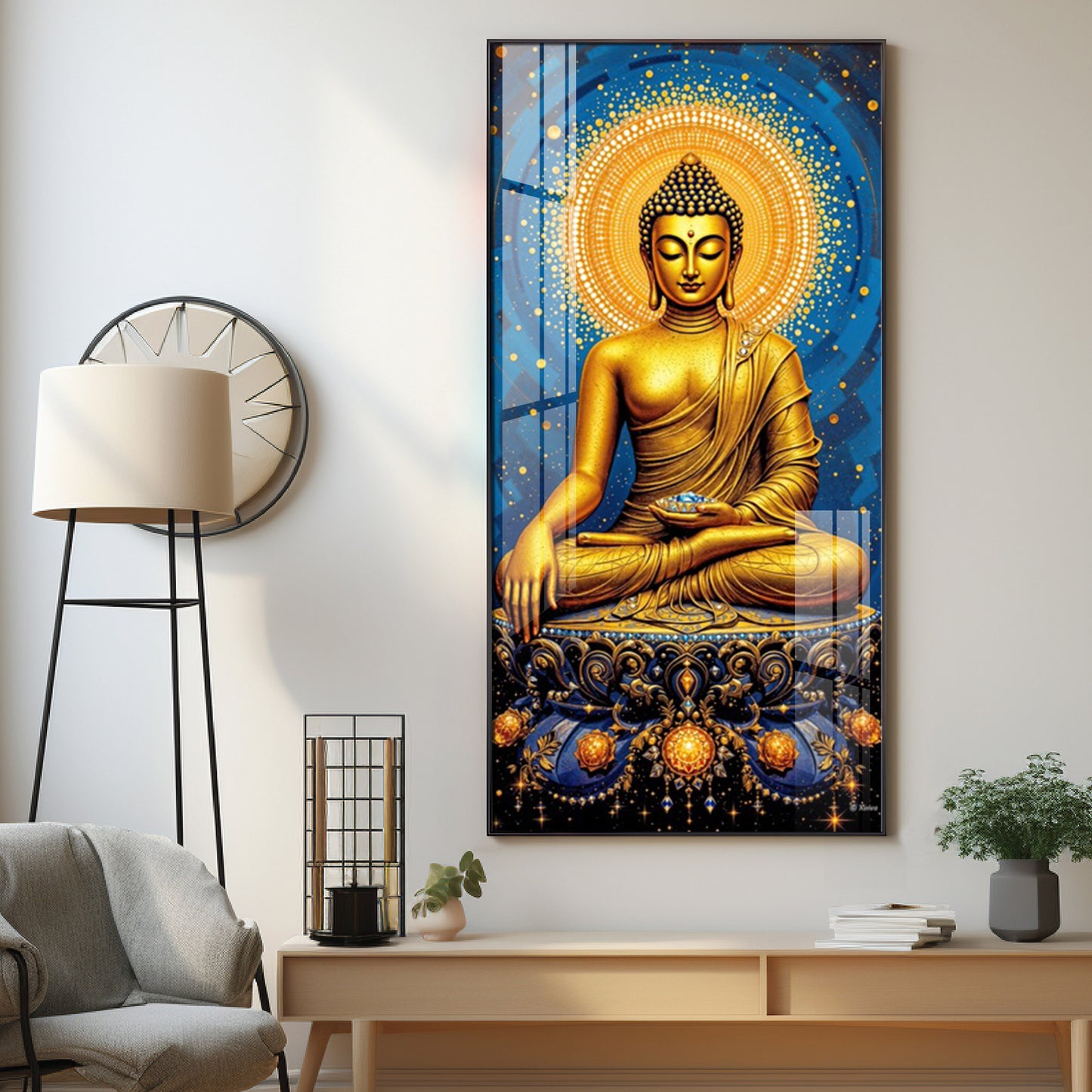 Calm Buddha Deliberation Premium Acrylic Vertical Wall Art