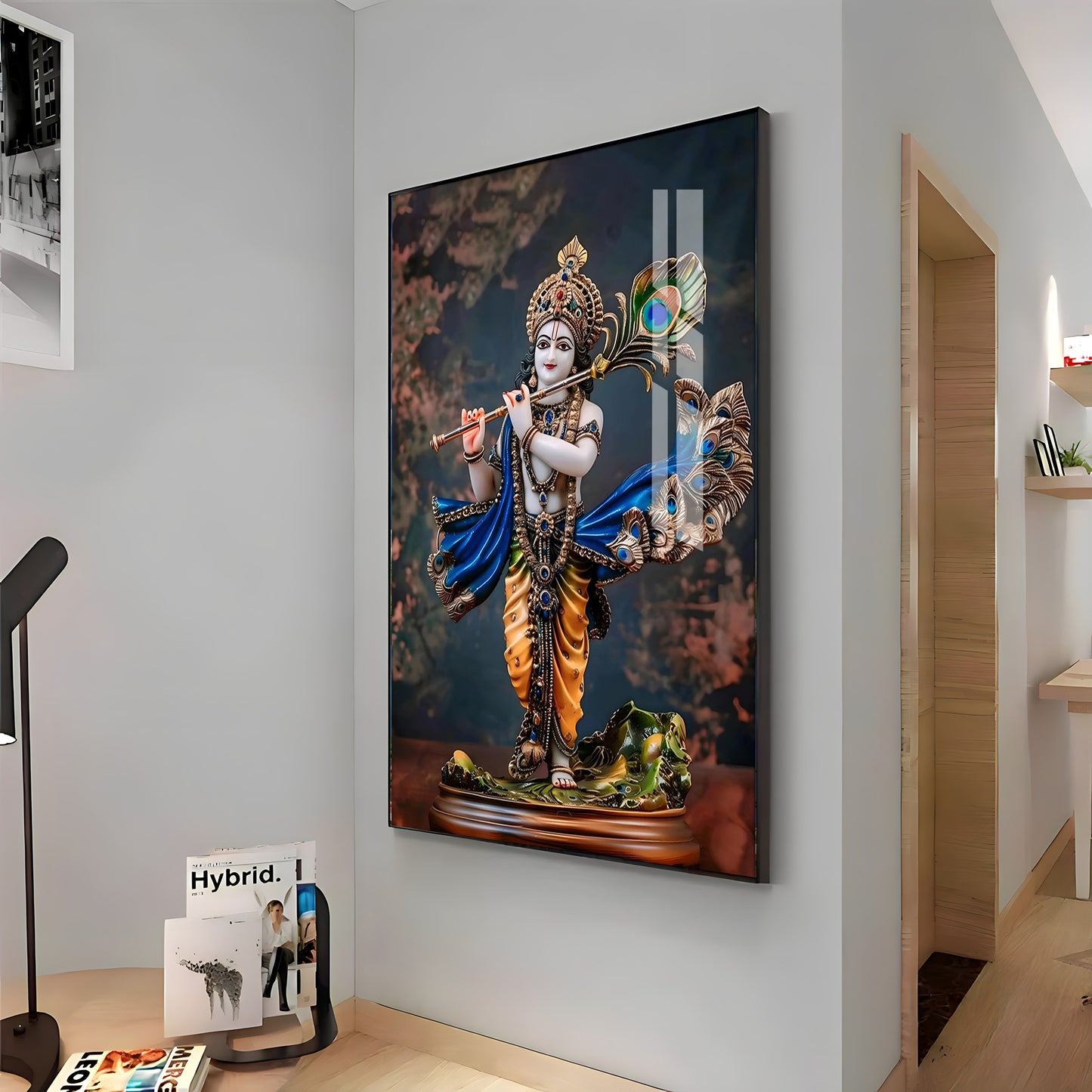 Divine Harmony Of Krishna Premium Vertical Acrylic Wall Art