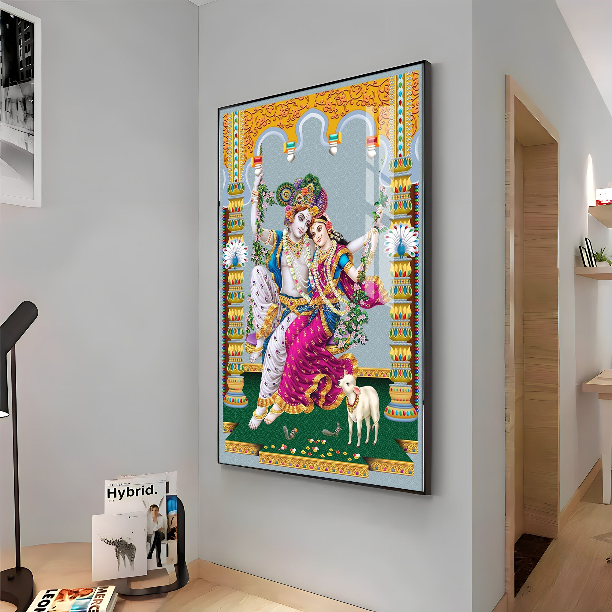 Sacred Radha and Krishna Premium Acrylic Vertical Wall Art