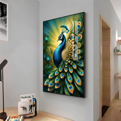 Heavenly Peacock Premium Acrylic Vertical Wall Art