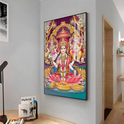 Mural of Hindu Goddesses Premium Acrylic Vertical Wall Art