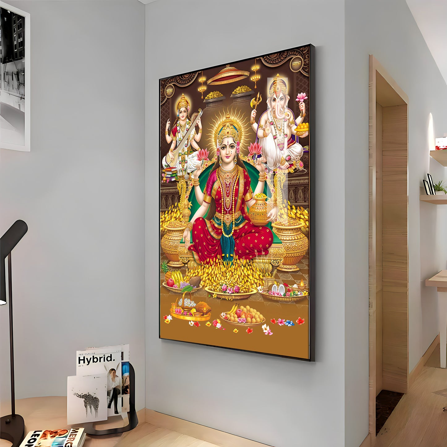 Goddess Maha Laxmi Ji Premium Acrylic Vertical Wall Art