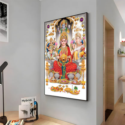 Goddess Maha Laxmi Ji With Conch Premium Acrylic Vertical Wall Art