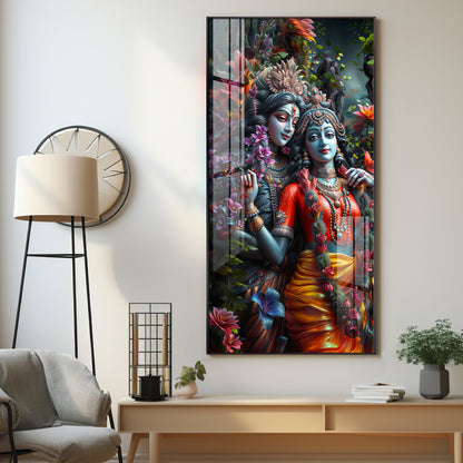 Radha Krishna Love Premium Acrylic Vertical Wall Art