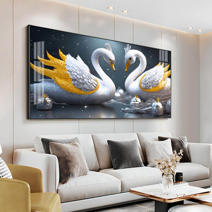 Lovely Swan Couple Premium Acrylic Horizontal Wall Art