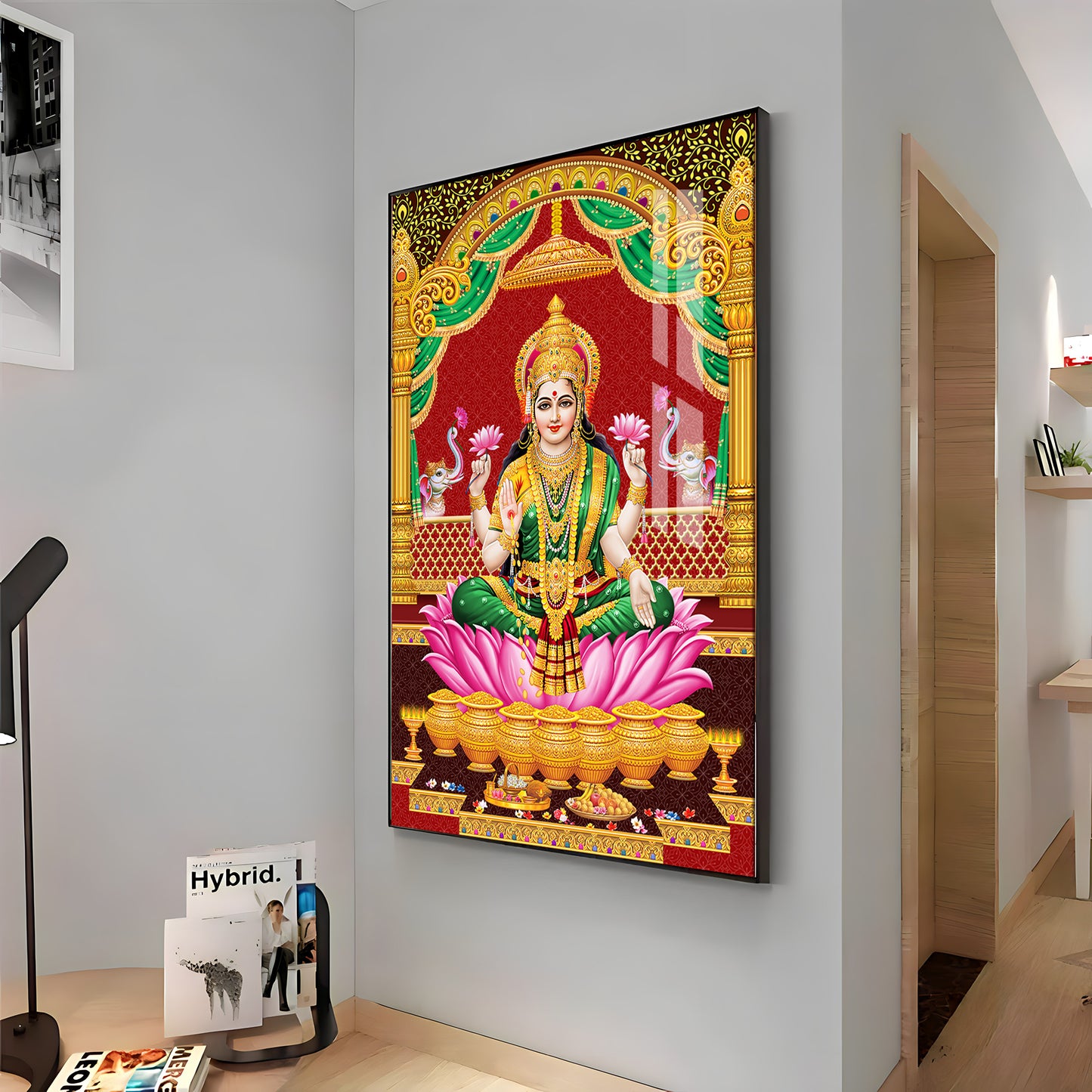 Lakshmi's Blessing Premium Acrylic Vertical Wall Art