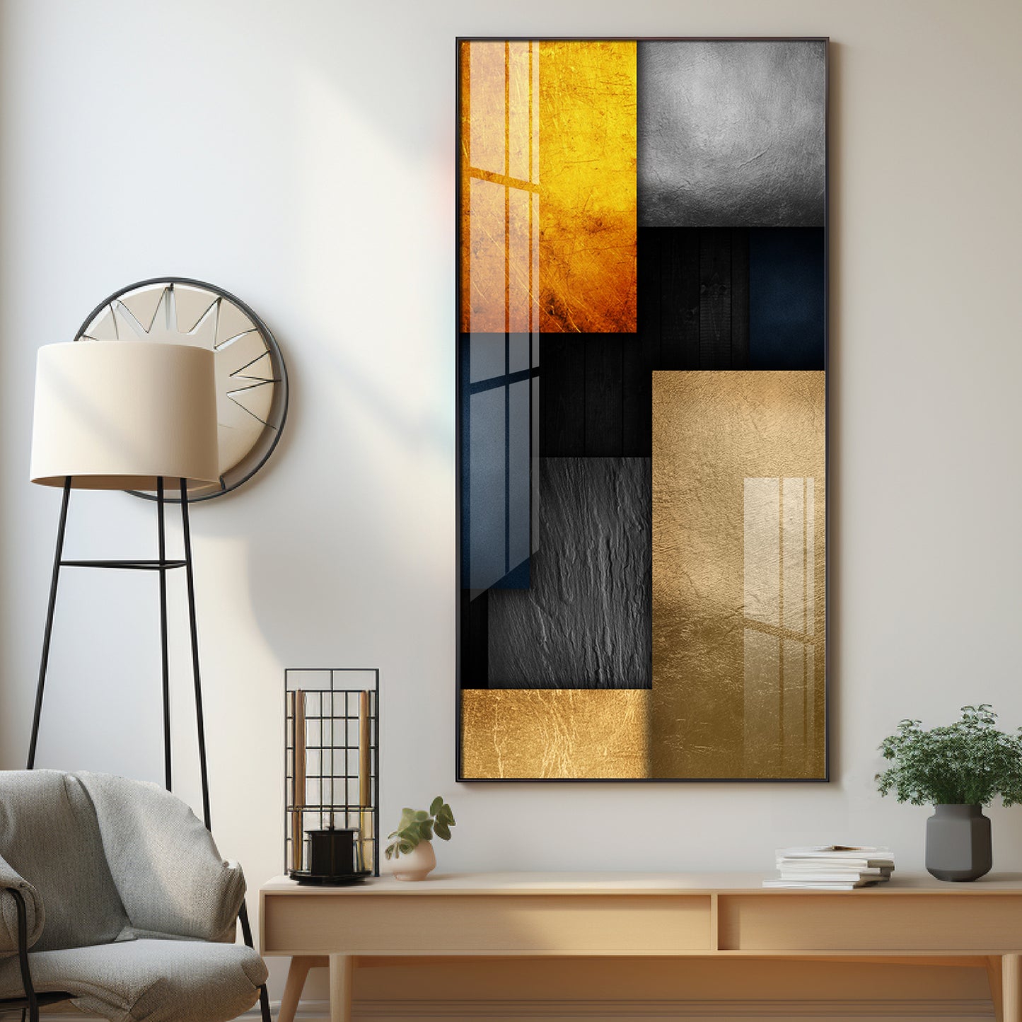 Modern Minimalist Geometric Premium Acrylic Vertical Wall Art