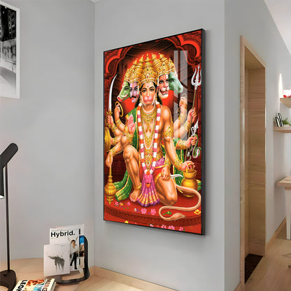 Divine Presence Of Lord Hanuman Premium Vertical Acrylic Wall Art