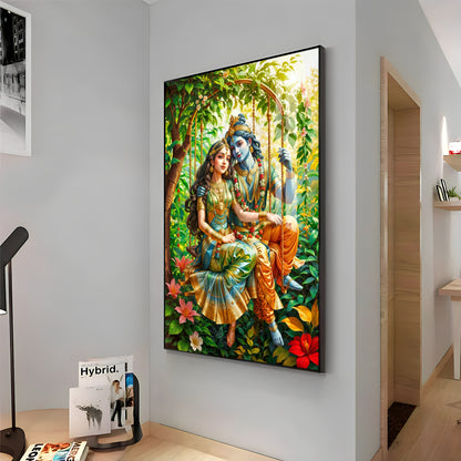 Shree Radha Krishna Premium Acrylic Vertical Wall Art