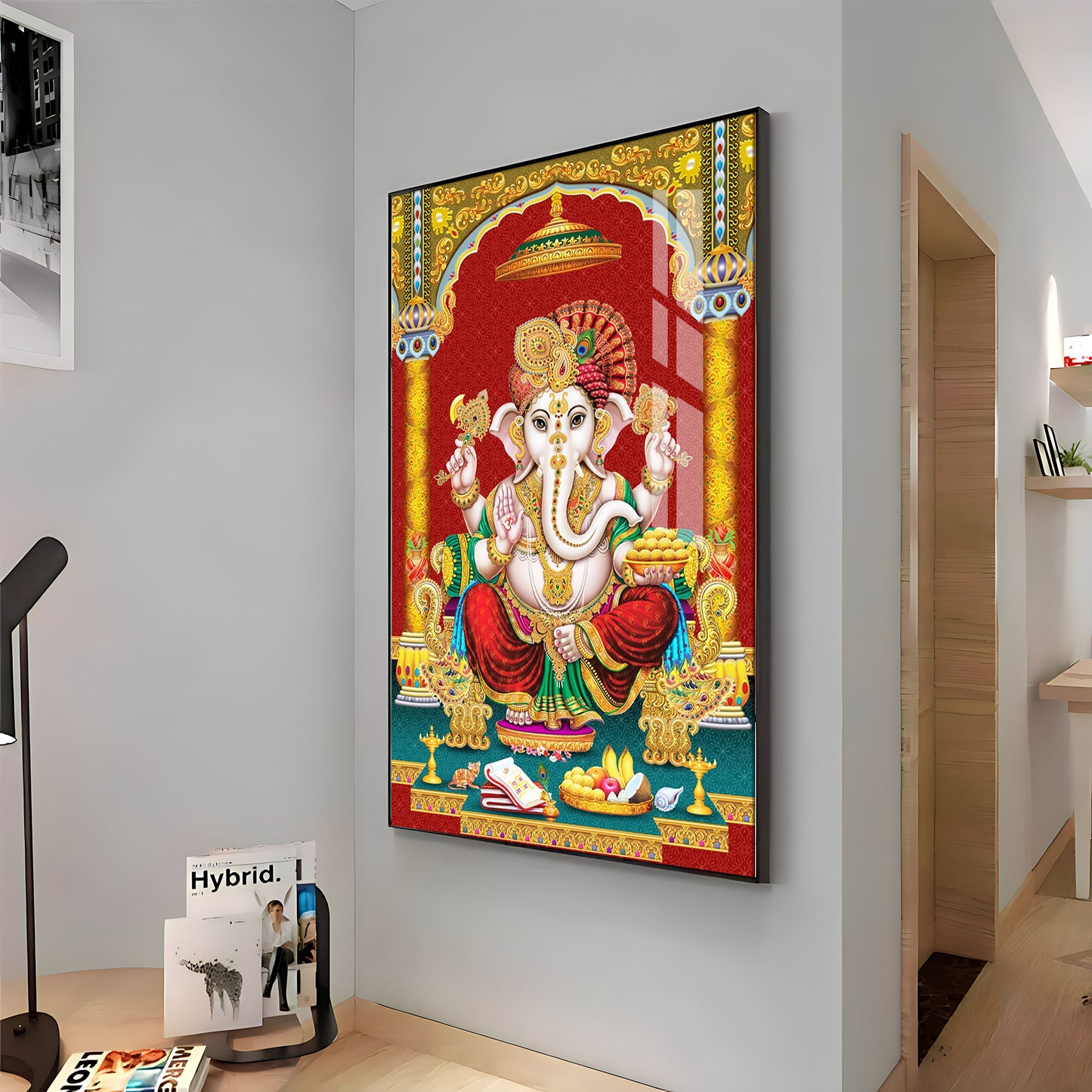 Majestic Lord Ganesha Premium Acrylic Vertical Wall Art