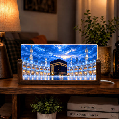 Blue Sky Makkah Acrylic LED Table Lamp - Wooden Stand