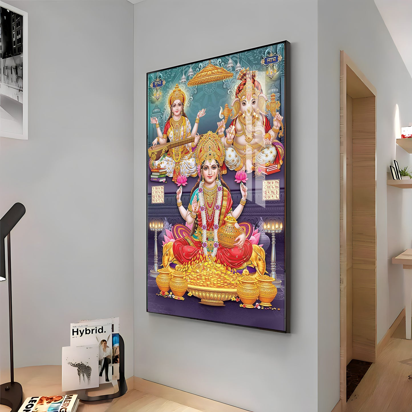 Goddess Grace Of Laxmi Premium Acrylic Vertical Wall Art