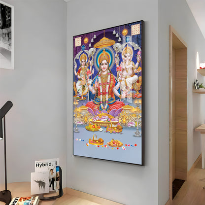 Spiritual Maha Laxmi Ji Premium Acrylic Vertical Wall Art