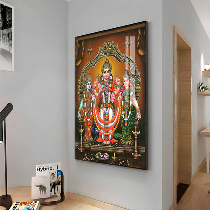 Lord Murugan Valli Deivanai Subramanya Swamy Premium Vertical Acrylic Wall Art