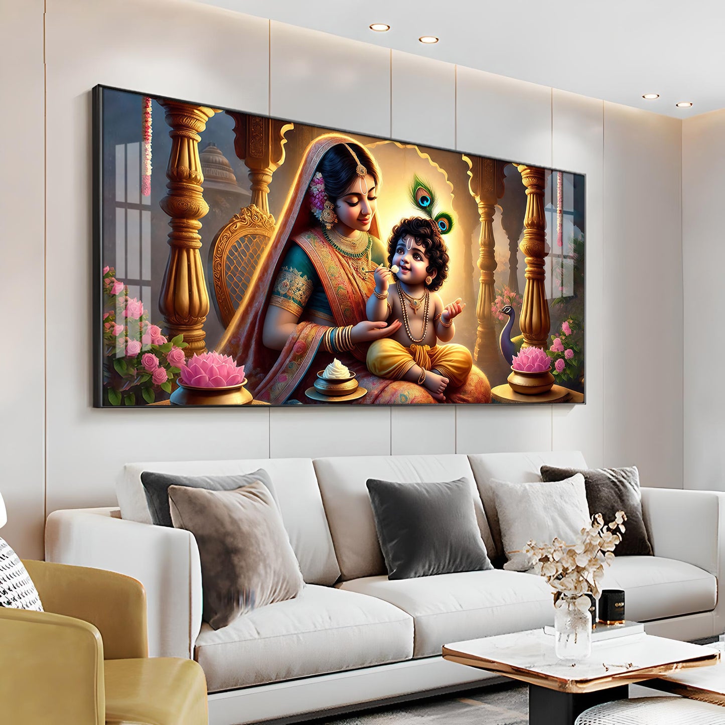 Kanha With Maa Yashoda Premium Acrylic Horizontal Wall Art