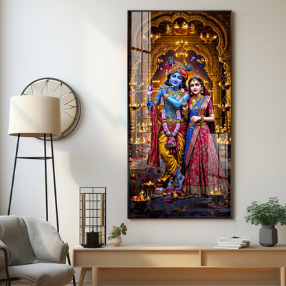 Krishna's Feast of Love Premium Acrylic Vertical Wall Art