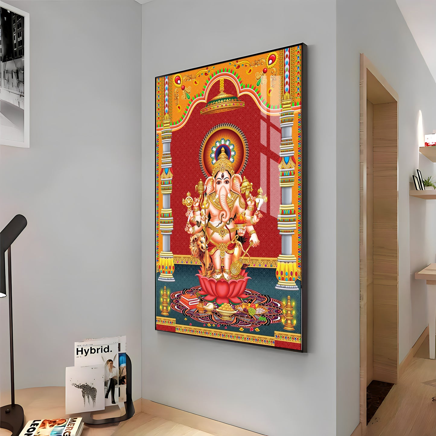 Lord Ganesh Blessings Premium Acrylic Vertical Wall Art