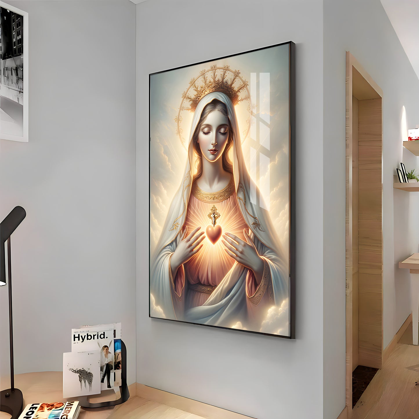 Divine Embrace of Mary Premium Acrylic Vertical Wall Art