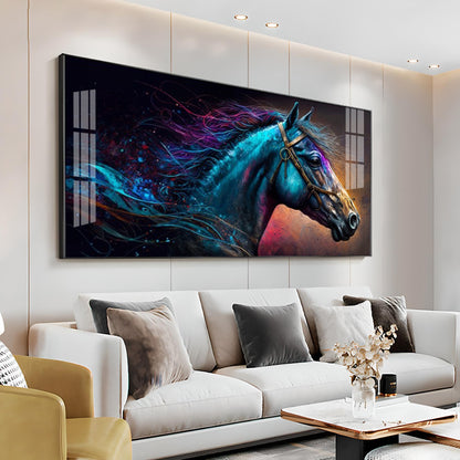 Neon Horse Premium Acrylic Horizontal Wall Art