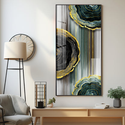 Modern Golden Annual Ring Premium Acrylic Vertical Wall Art