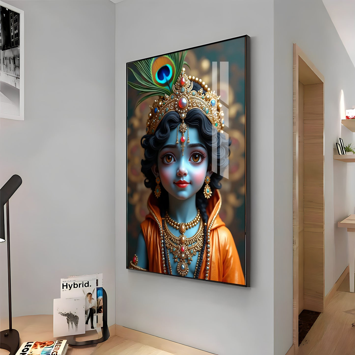 Cute Portriate Of Little Krishna Premium Acrylic Wall Art