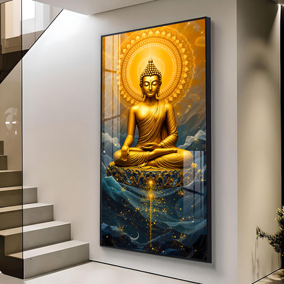 Tranquil Gold Buddha Premium Acrylic Vertical Wall Art