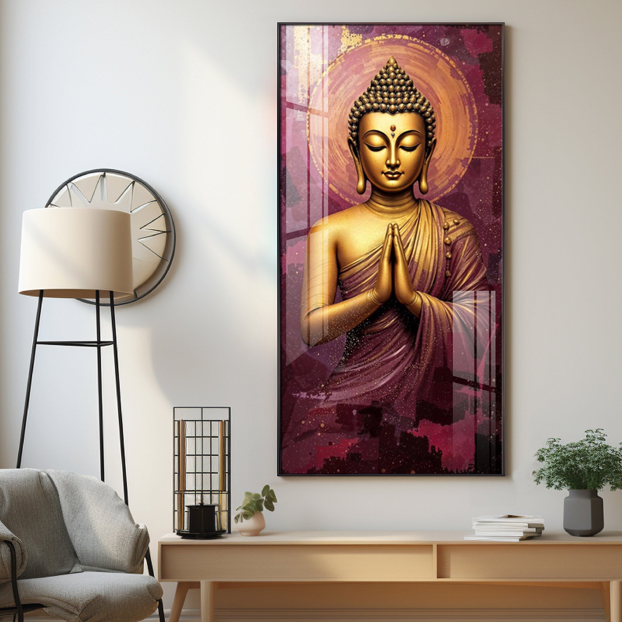 Buddha Is Praying Premium Acrylic Vertical Wall Art