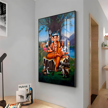 Lord Dattatreya Portray Premium Acrylic Vertical Wall Art