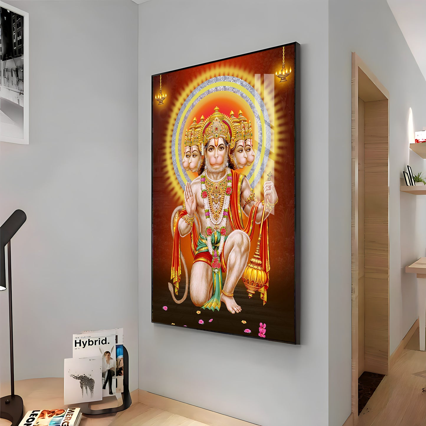 Divine Lord Hanuman Premium Vertical Acrylic Wall Art