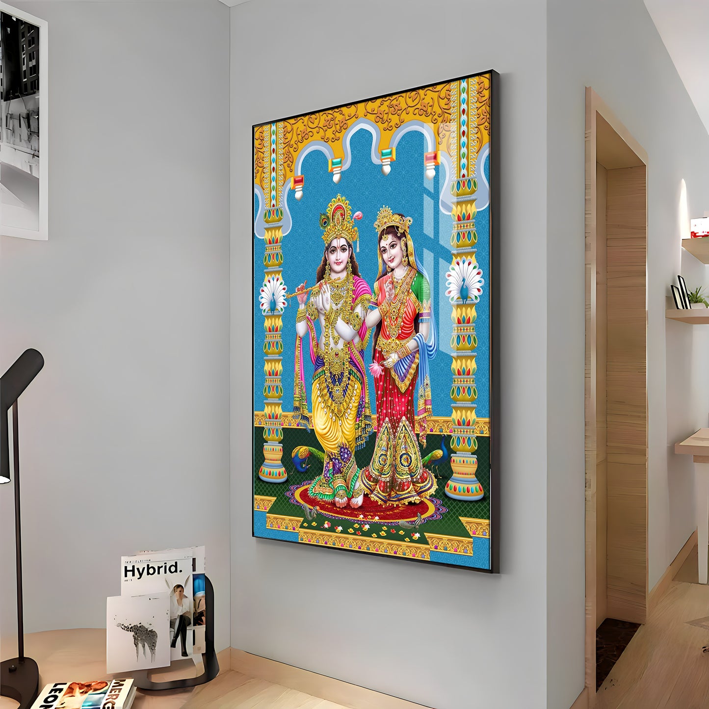 Divine Radha and Krishna Premium Acrylic Vertical Wall Art