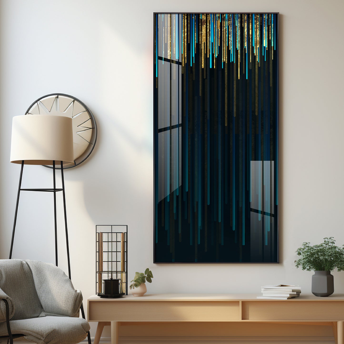 Modern Line Geometric Premium Acrylic Vertical Wall Art