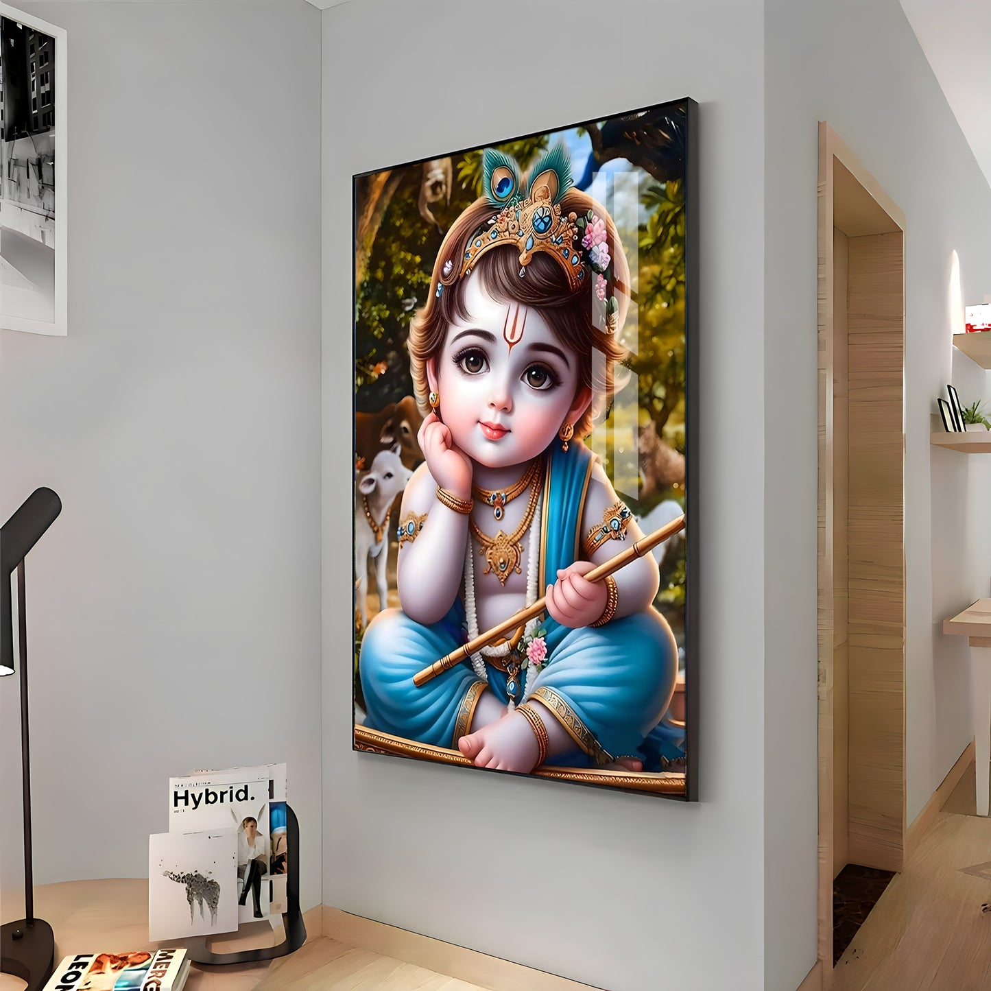 Little Krishna Reverberations Premium Vertical Acrylic Wall Art