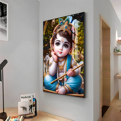 Little Krishna Reverberations Premium Vertical Acrylic Wall Art