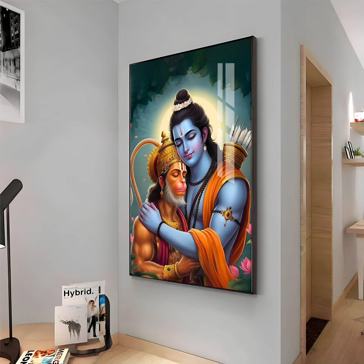 Lord Rama And Hanuman Brotherhood Premium Acrylic Wall Art