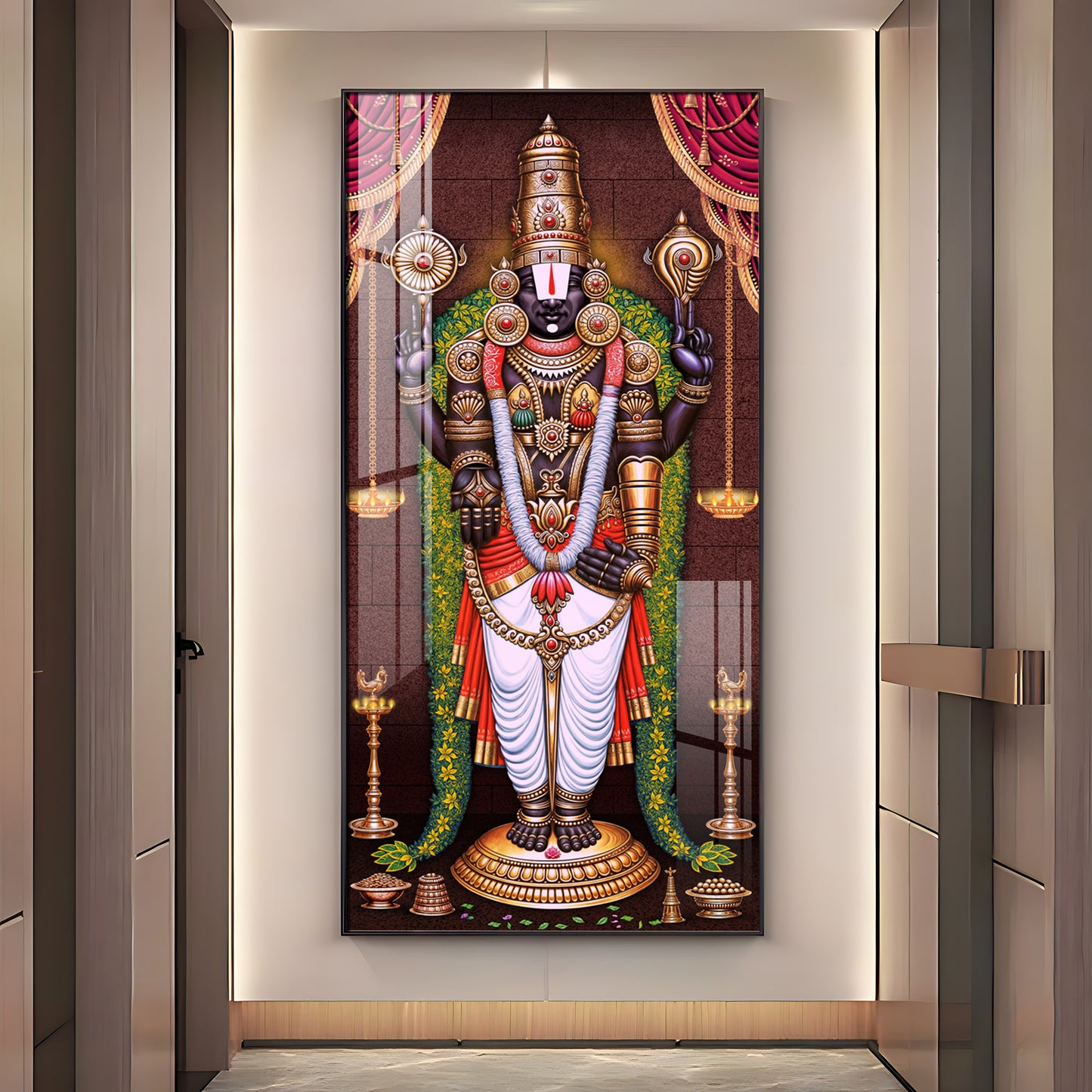 Lord Venkateswara Tirupati Balaji Premium Acrylic Vertical Wall Art