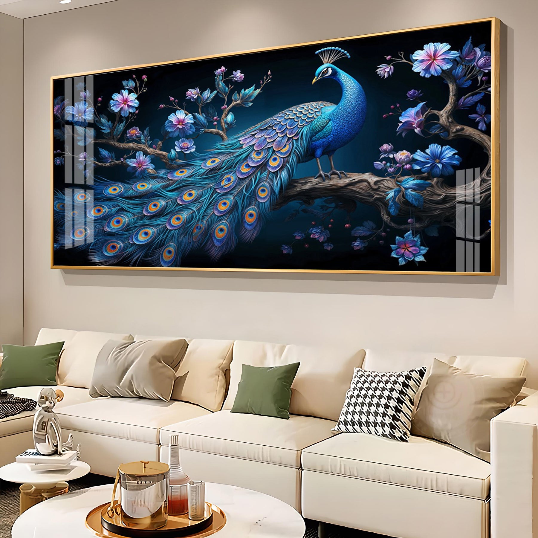 Surreal Peacock Scenery Premium Acrylic Horizontal Wall Art