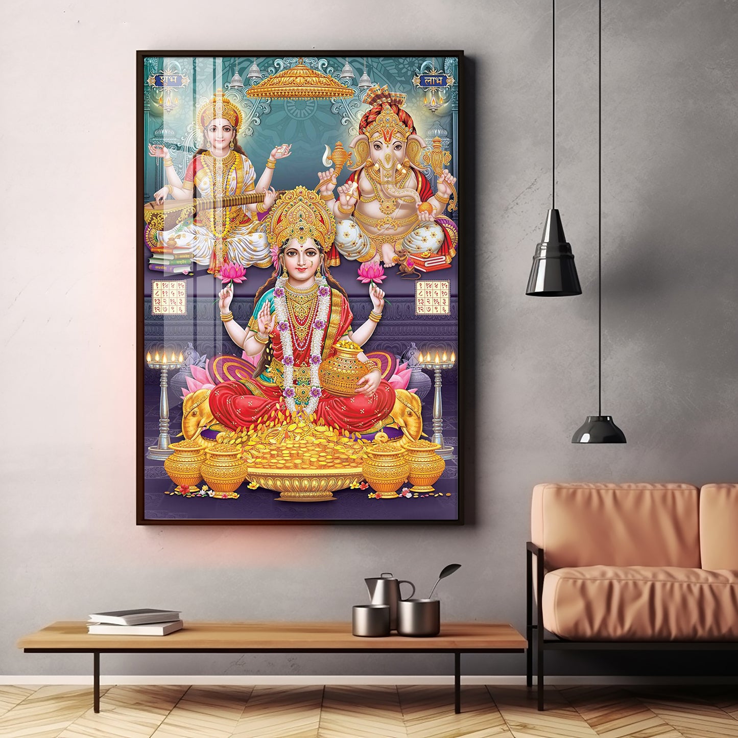 Goddess Grace Of Laxmi Premium Acrylic Vertical Wall Art