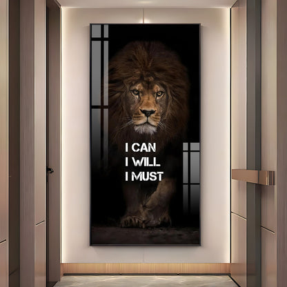 Be Like a Lion Premium Acrylic Vertical Wall Art - 30X16 inches / Gold