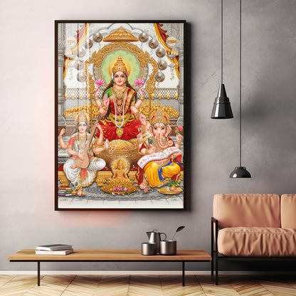 Goddess Laxmi Ji Radiant Premium Acrylic Vertical Wall Art