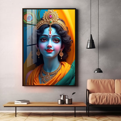 Krishna in Vivid Hues Premium Acrylic Wall Art