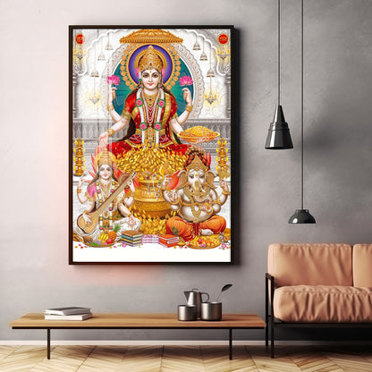 Mural of Goddess Laxmi Premium Acrylic Vertical Wall Art