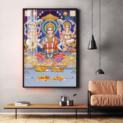 Spiritual Maha Laxmi Ji Premium Acrylic Vertical Wall Art