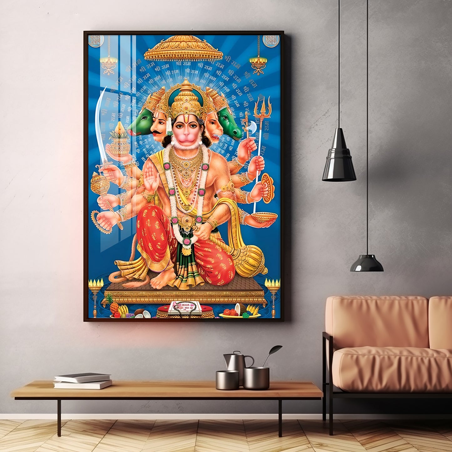 Panchmukhi Hanuman Premium Acrylic Vertical Wall Art