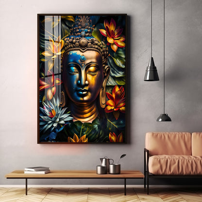 Lord Buddha Face Premium Acrylic Vertical Wall Art